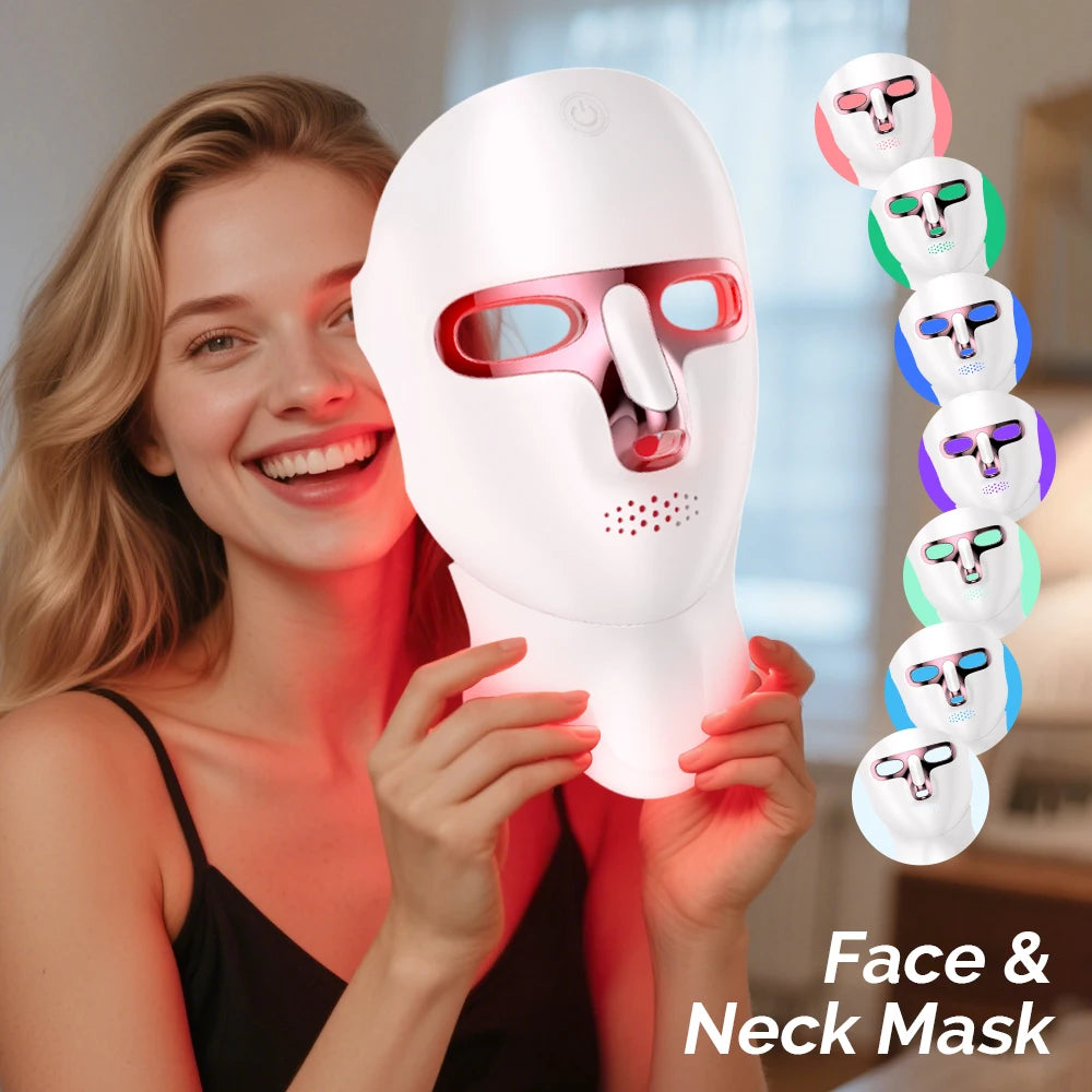 Fayroo™ 7-Color LED Facial & Neck Mask – Skin Rejuvenation & Tightening Device